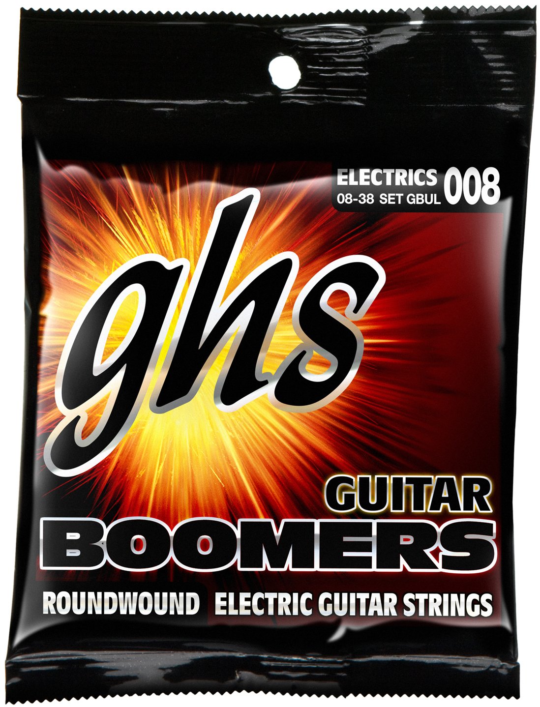 GHS BOOMERS String Set For Electric Guitar - GB-UL - Ultra Light - 008/038, gold, Pack of 1