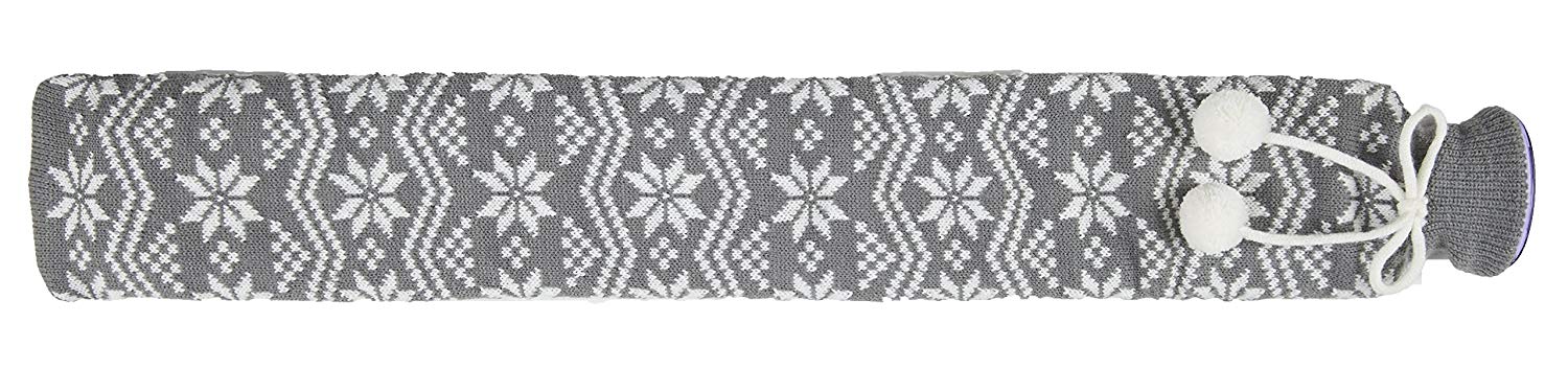 Warmies Extra Long Hot Water Bottle Grey Nordic Knit Snowflake, Medium - Image 2