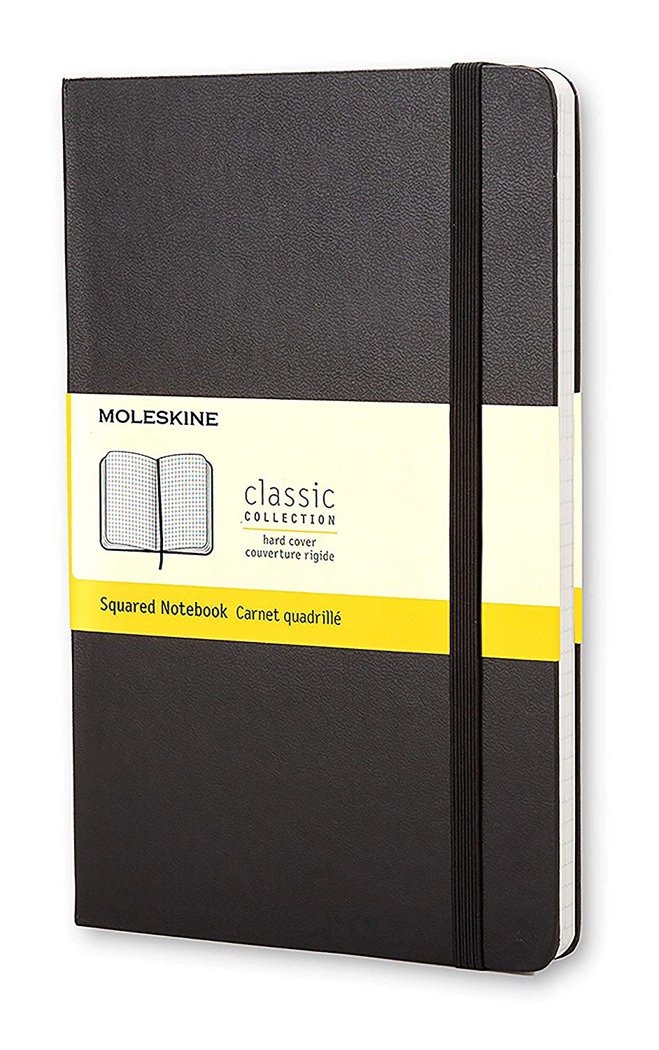 Moleskine Classic Squared Paper Notebook, Hard Cover and Elastic Closure Journal, Color Black, Size Large 13 x 21 cm, 240 Pages