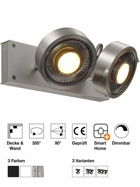 SLV KALU/Internal Illumination, Surface, Wall-Mounted Light, Ceiling spot / GU10 75W Aluminium, 75 W - Image 2