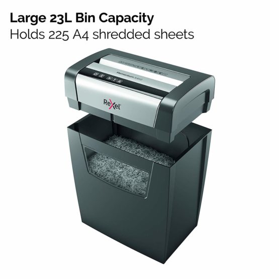 Rexel Momentum X410 Cross Cut Paper Shredder, Shreds 10 Sheets, 23 Litre Bin, Black, 2104571 - Image 4