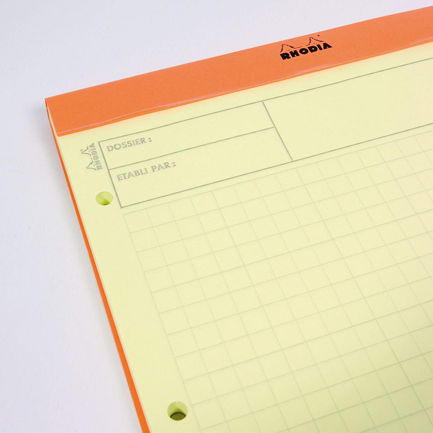 RHODIA 119700C, Stapled Notepad N°119 Audit Orange, A4+, Pre-Printed Multicolumns, 80 Detachable Sheets 4 Hole Punched - Image 2