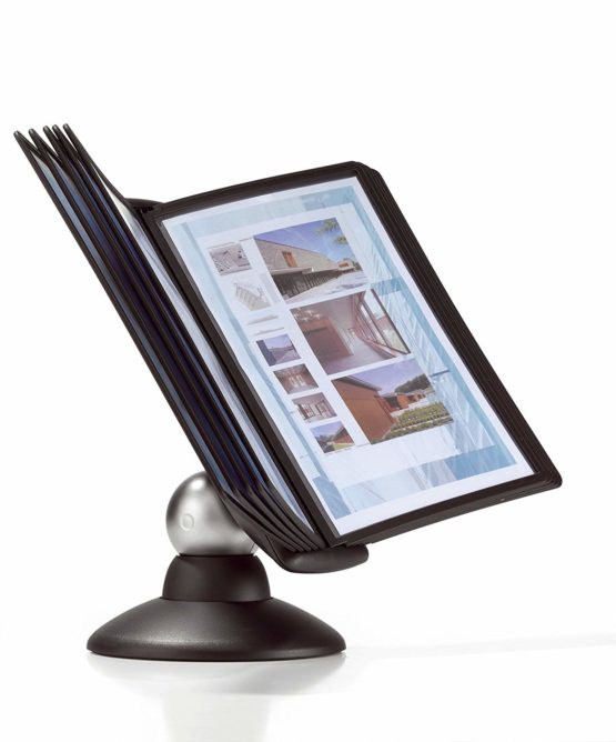 Durable SHERPA MOTION Display Panel Desk Unit | 10 Panels and Tabs in Black | Adjustable and Rotatable for Complete Flexibility | Ideal for A4 Documents - Image 3