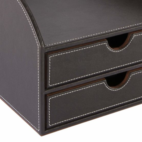 Osco Faux Leather 2 Tier Sorter with Letter Tray - Brown BPU2TPX - Image 4
