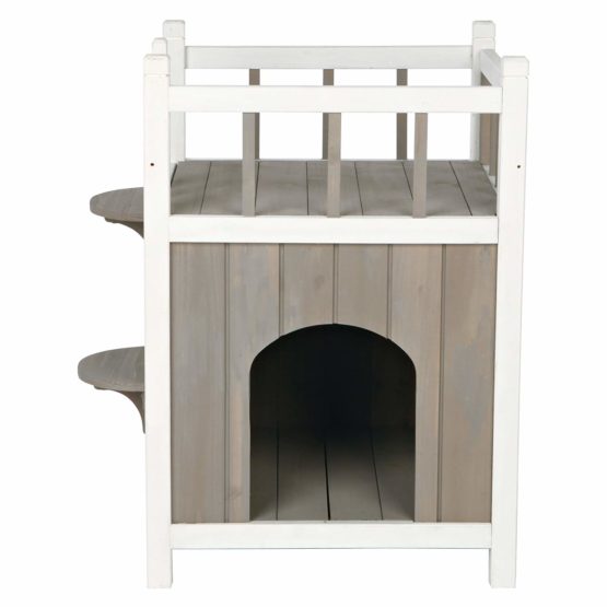 Trixie natura Cat's Home mit Balkon, 45 × 65 × 45 cm, grau/weiß - Image 4