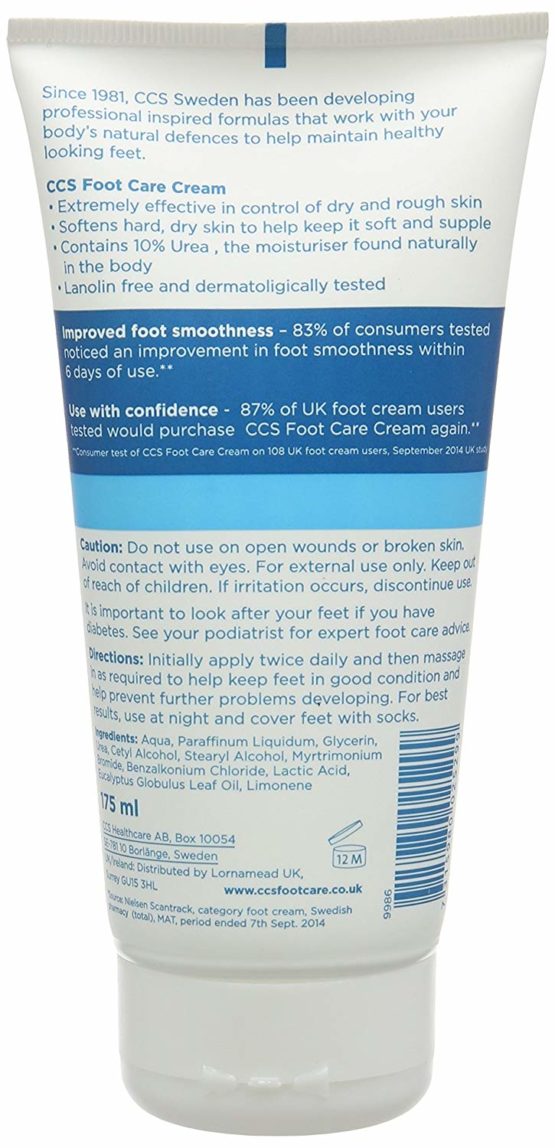 CCS Foot Care Cream, Professional Formula Softens & Prevents Dry & Rough Skin, Swedish Formula