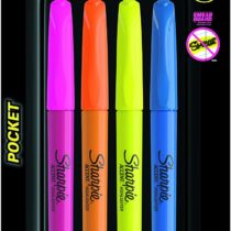 Sharpie Pocket Highlighters | Chisel Tip | Assorted Fluorescent | 4 Count