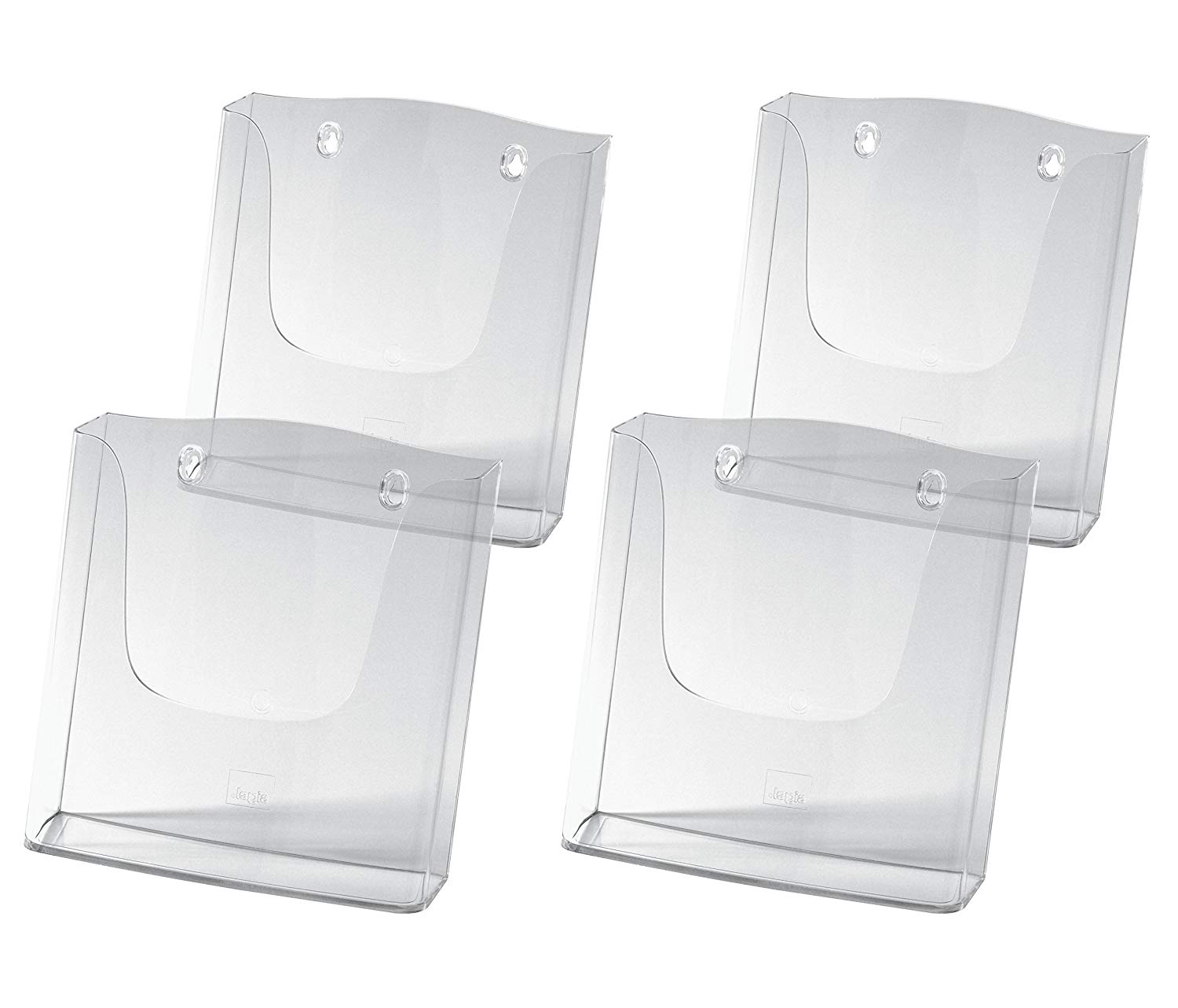 SIGEL LH115 Wall-Mounted Literature Holder, for A4, uv resistant acrylic, clear, 4 Pieces, Din A4, 4 pcs