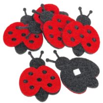 GLOREX Felt Ladybug, Fliz, Red, 18 x 8.5 x 0.5 cm - Pack of 6 pieces