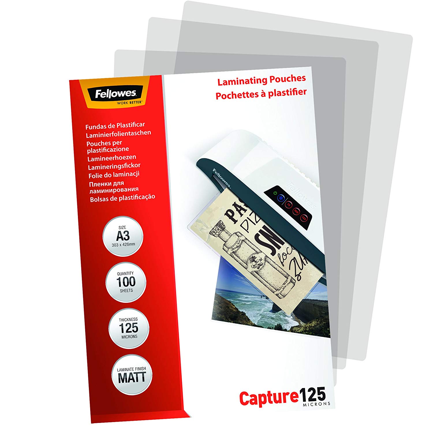 Fellowes ImageLast Enhance80 A4 Laminating Pouches - 80 Microns, Transparent, Matte - Pack of 100 Matte A3 / 125 Mikron - Image 4