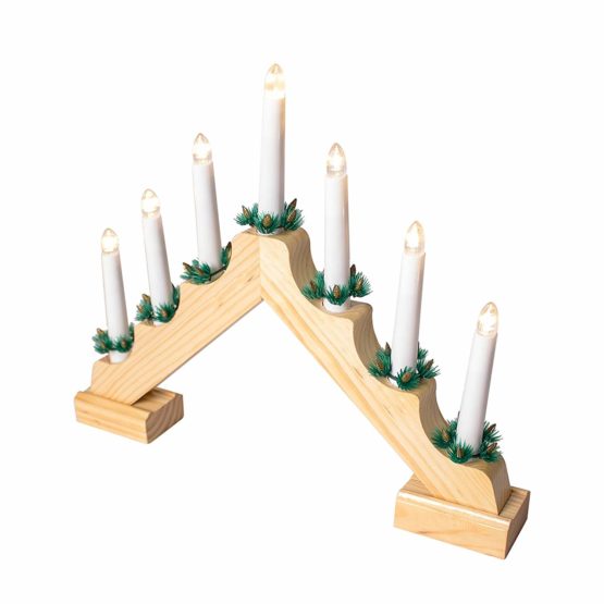 The Christmas Workshop 89470 LED Wooden Christmas Candle Bridge Pine Wood Finish Warm White LED Colour Christmas Lights and Decorations 40cm x 33cm x 5cm Battery Powered - Image 4