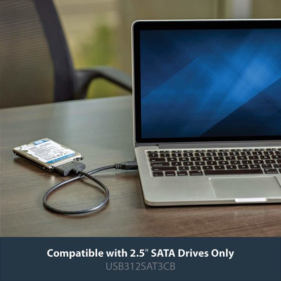 StarTech USB 3.1 to 2.5" SATA Hard Drive Adapter - USB 3.1 Gen 2 10Gbps with UASP External HDD/SSD Storage Converter (USB312SAT3CB), Black - Image 2