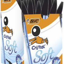 BIC 921263 Cristal Soft Ballpoint Pens Non-Retractable Black Box of 50