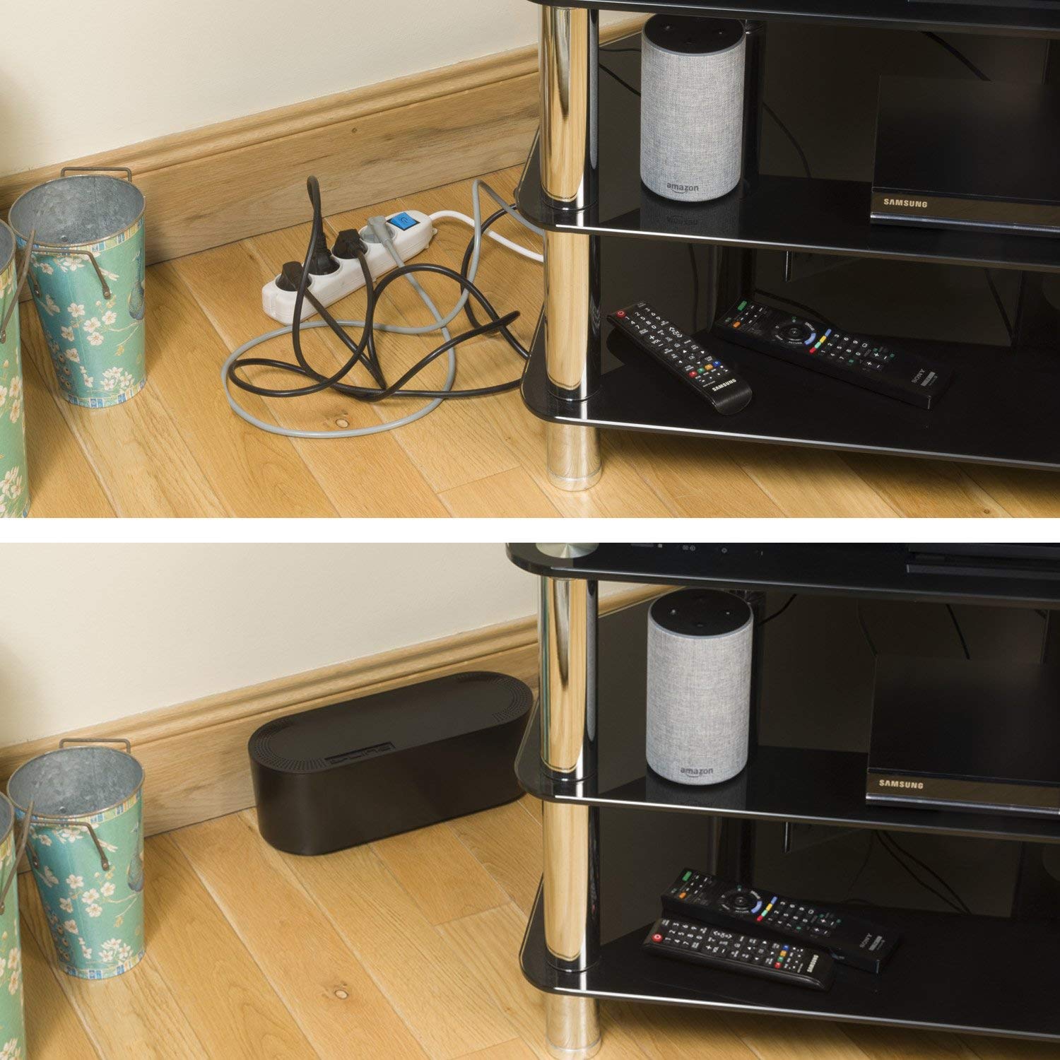 D-Line Cable Tidy Box, Hide Extension Blocks, Desk Cable Management, Organise TV Cables, 325mm (L) x 125mm (W) 115mm (H) - Image 4