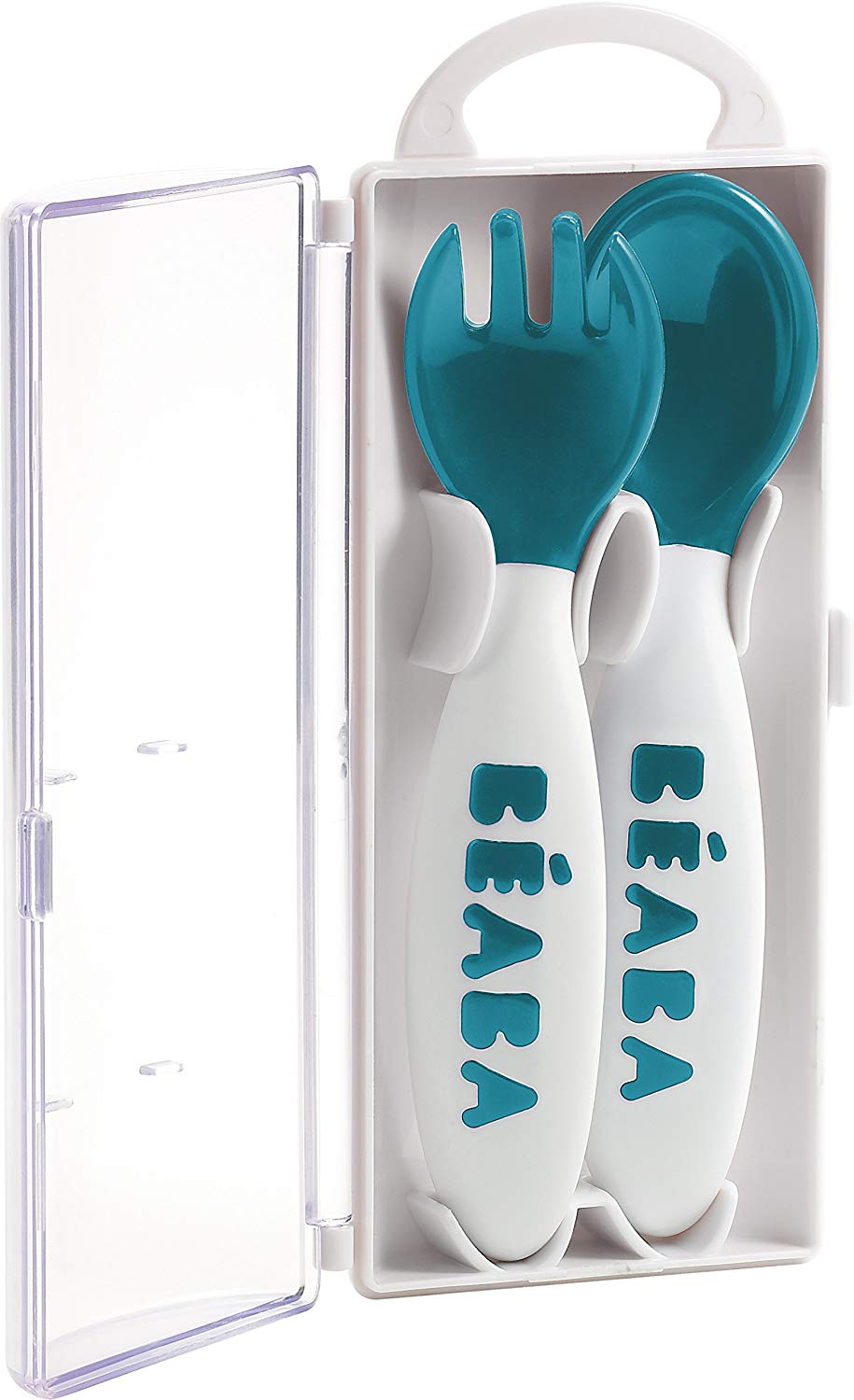 Béaba, Set of 2nd Age Training Fork and Spoon Nude, Ergonomique Shape, Suitable for Left-Handed and Right-Handed