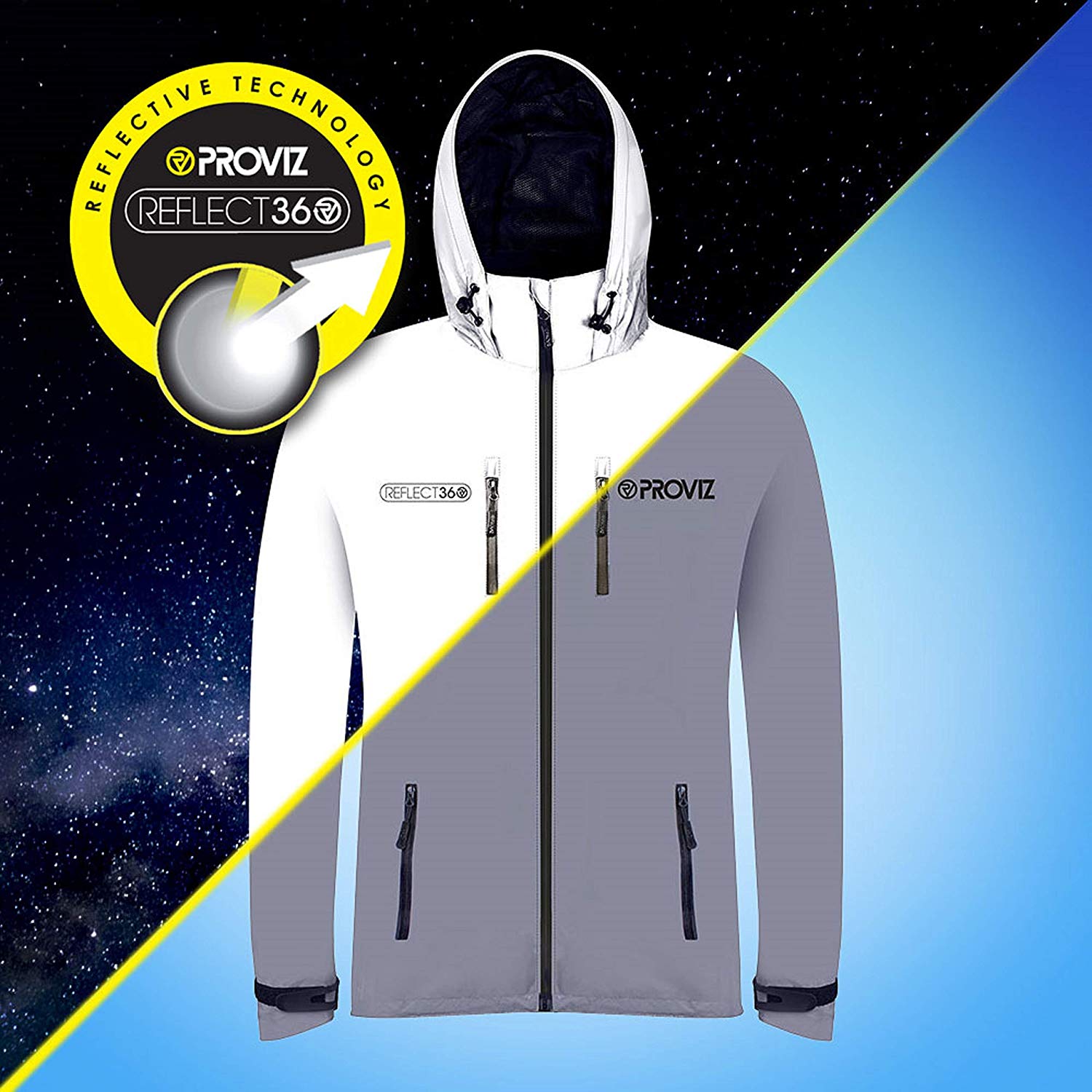Proviz Men's REFLECT360 Reflective Waterproof Outdoor Jacket Hi Visibility Reflective Windproof Coat, Silver - Image 3