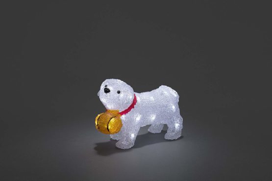 "Konstsmide LED Acrylic Figure"Saint Bernard Puppy"/Outdoor Christmas Lights (IP44) or Indoor Use/Battery operated: 4xAA 1.5V (excl.) / 6h timer / 32 Ice White LED Lights/Transparent Cable", 6130-203 - Image 2