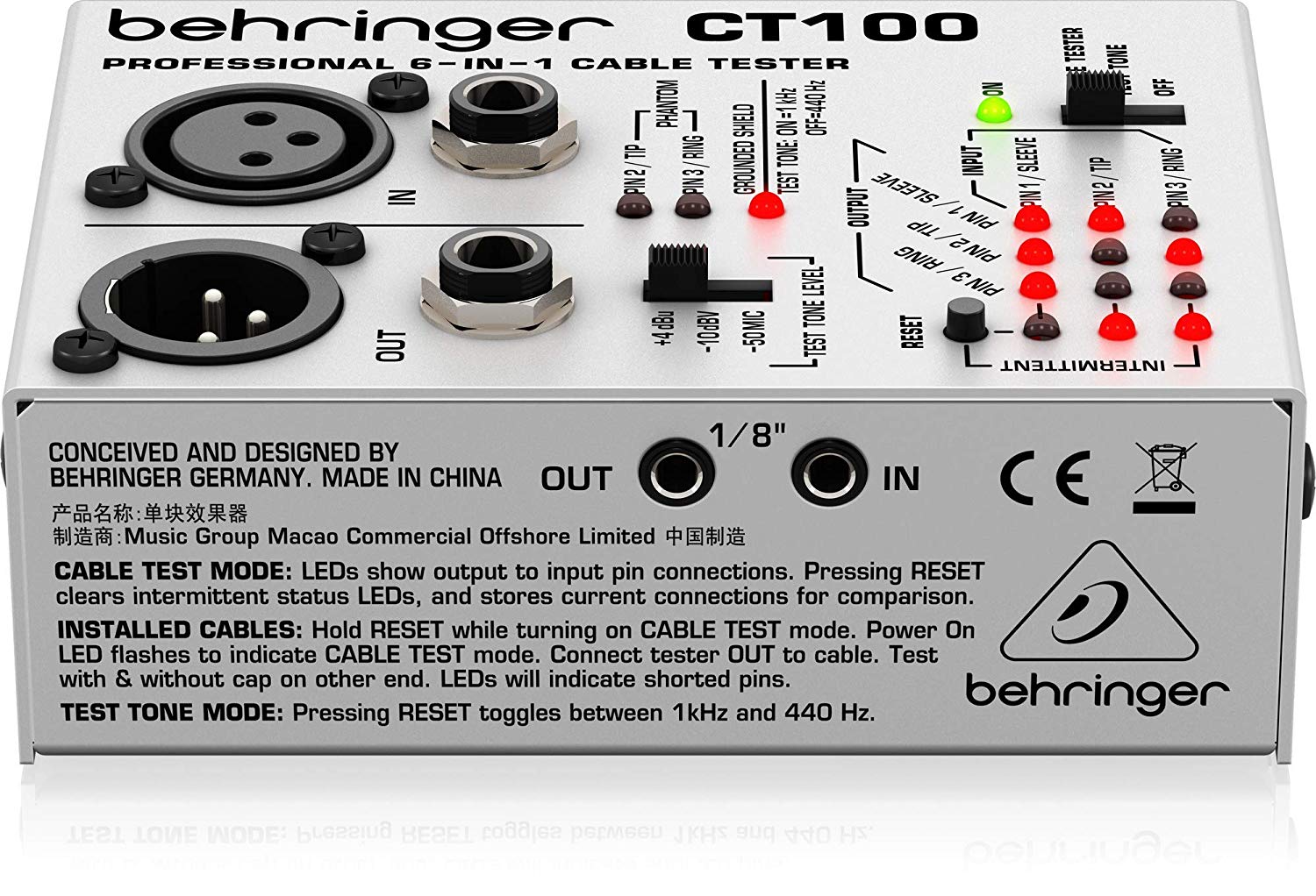 Behringer CABLE TESTER CT100 6-In-1, Silver, Compact - Image 2