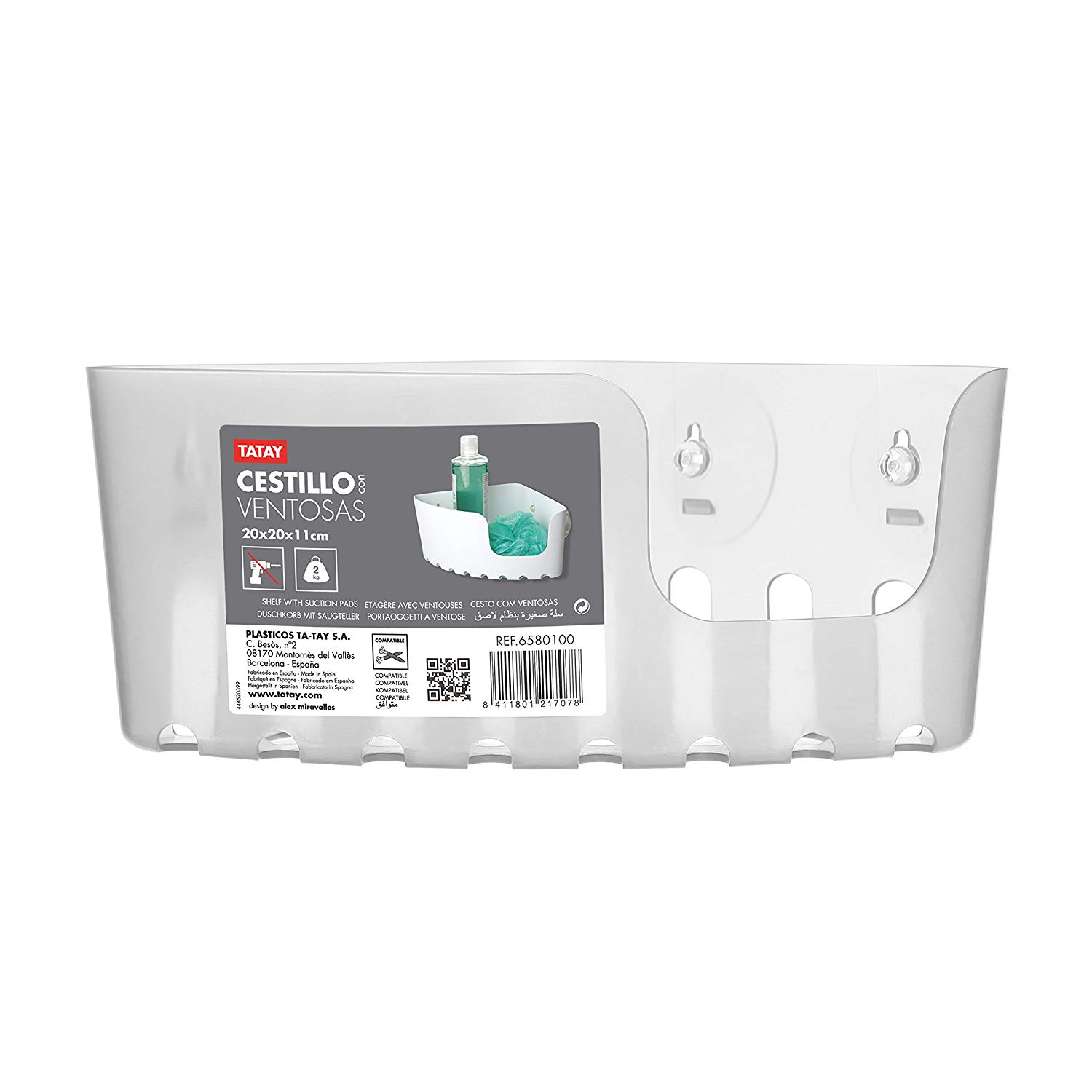 TATAY Shower Shelf No Drilling Corner, White - Image 2