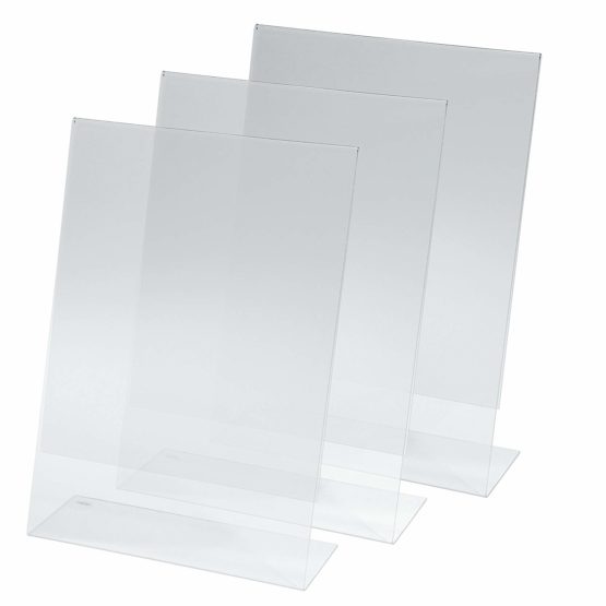SIGEL TA210 Sign Holder, slanted, for A4, single-sided presentation, acrylic, transparent, 3 pcs.