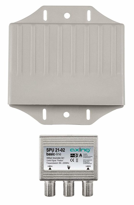Axing SPU 21-02 2-in-1 Outdoor DiSEqC Satellite Switch - Light Grey