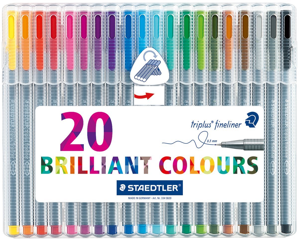 Staedtler 334 SB20 0.3 mm Triplus Fineliner Pen - Assorted Colours (Pack of 20), 20 count (Pack of 1)