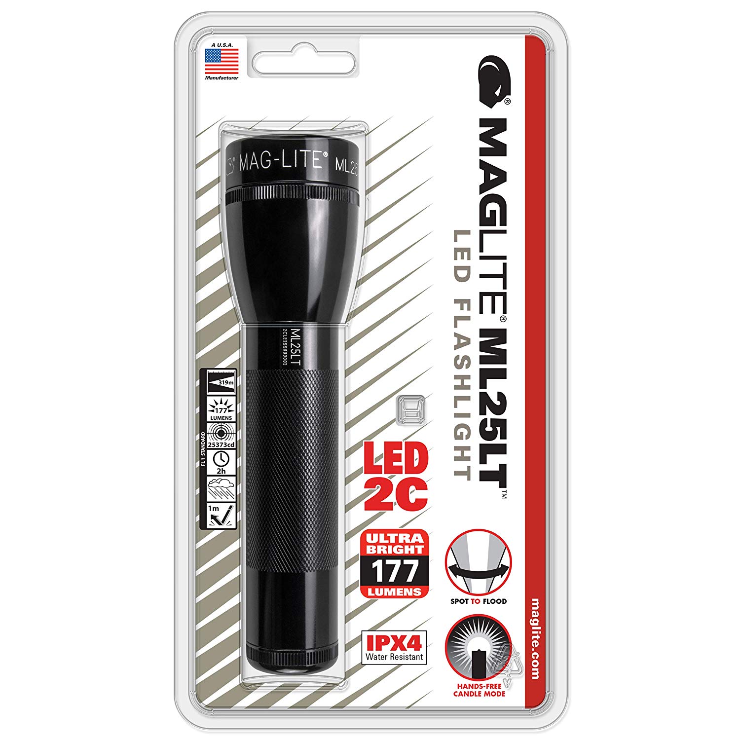 LINTERNA ML25LT™ LED-ML25L 2C led Negro. 192 lúmenes, Black, 2 Piles C - Image 2