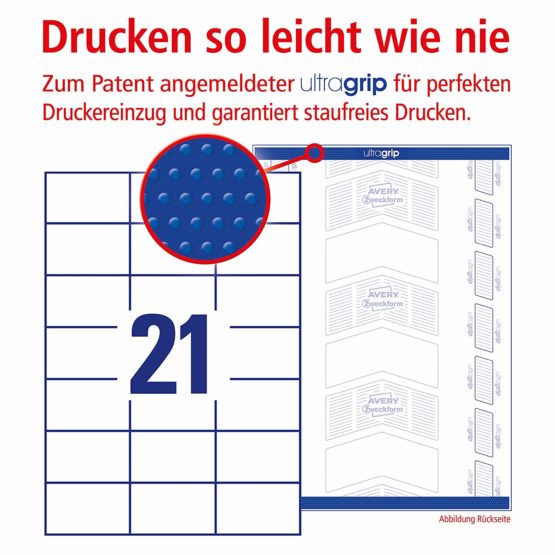 Avery Zweckform 6174 Address Labels A4 Matte Paper 525 Labels 70 x  42.3 mm White 210 Labels 10 Blatt White - Image 2