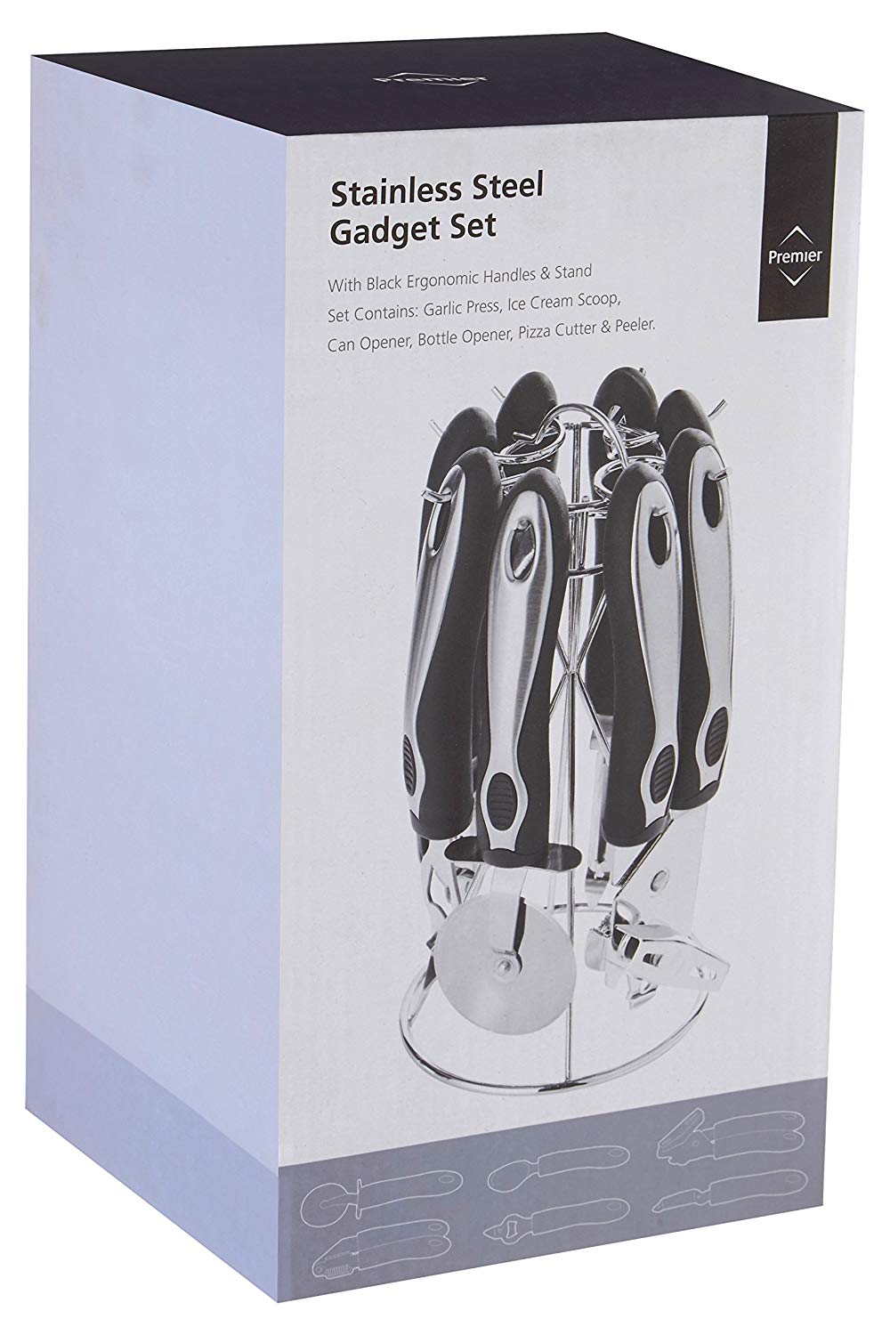 Premier Housewares Kitchen Gadget Set Kitchen Utensil Set Chrome Finish Kitchen Utensils Kitchen Tools Pizza Steel Pizza Knife Six Pieces 24 x 12 x 12 - Image 3