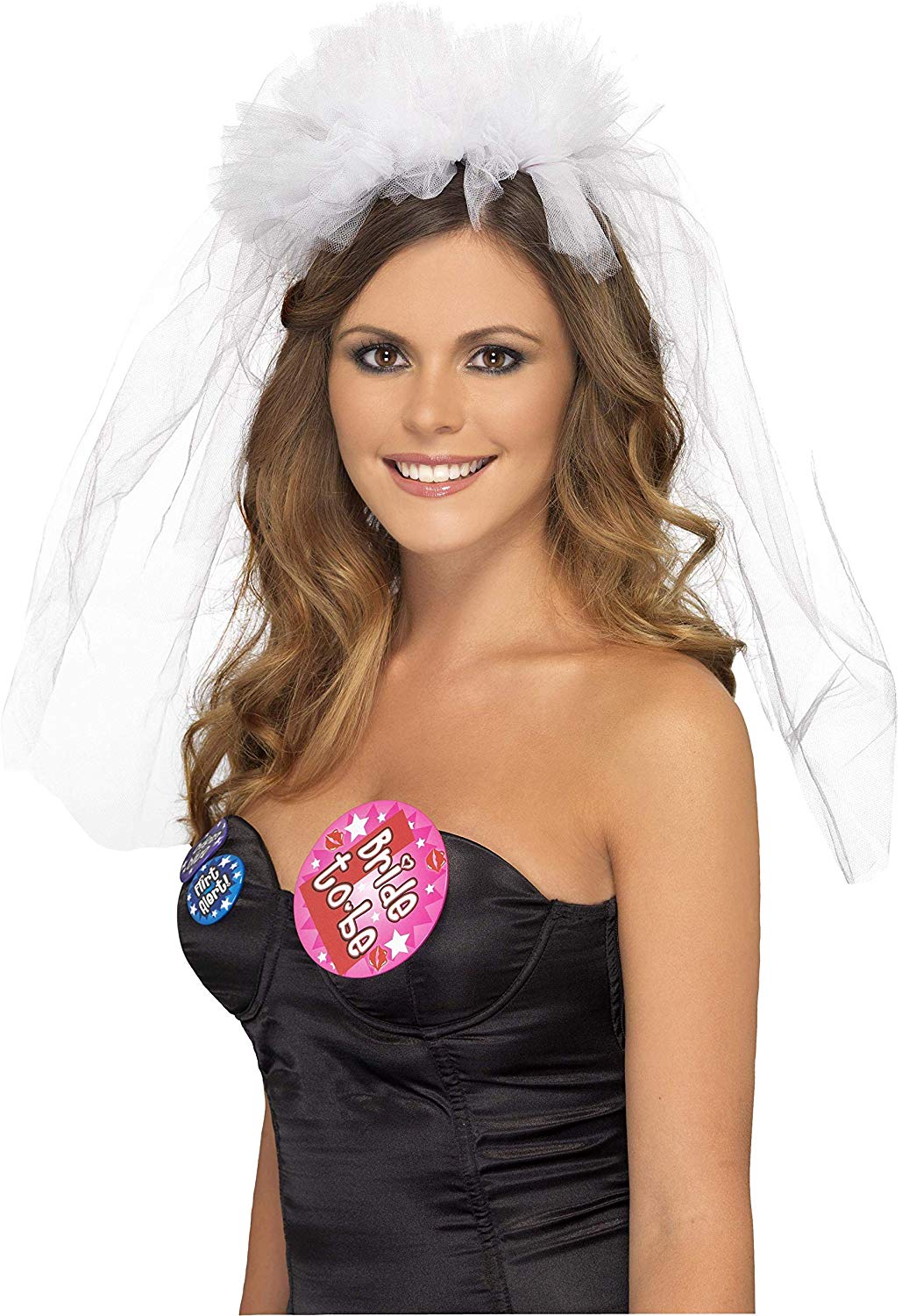 Hen Night Veil on Headband Halloween, White