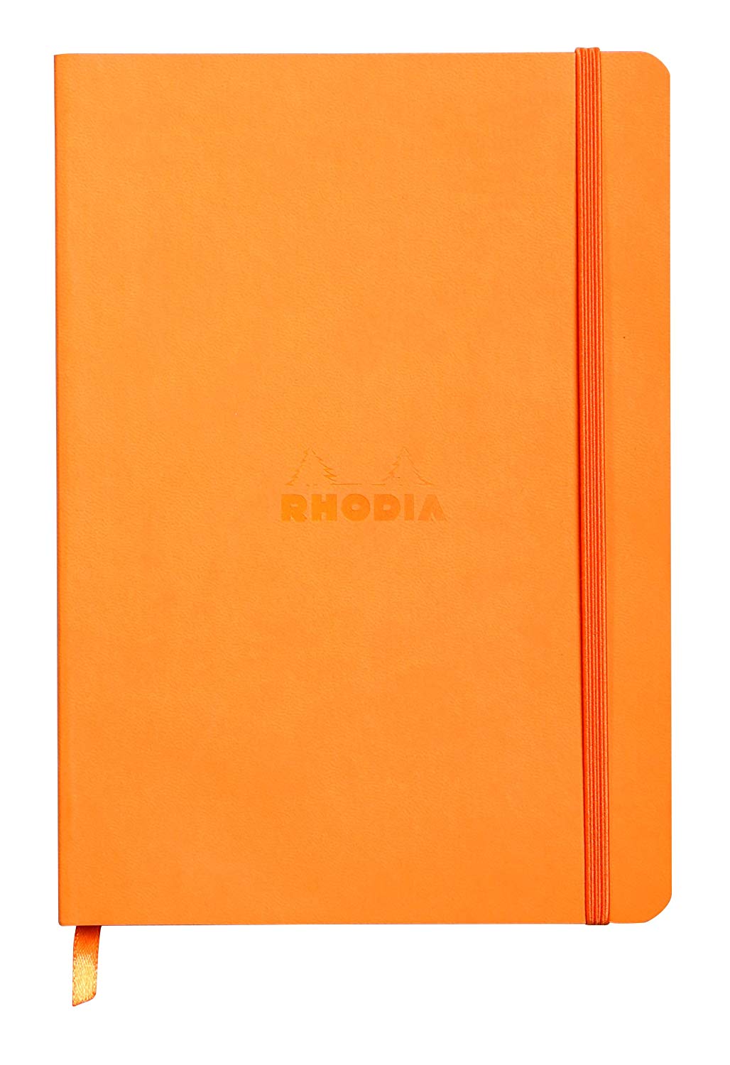 RHODIA 117465C, Orange Soft Notebook, A5, Dotted Dot, 160 pages, Ivory Clairefontaine Paper 90 g/m, Bookmark, Elastic Closure