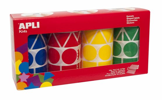 Apli 946022 - Geometric Stickers roll 4 Units, Blue/Green/Yellow/red