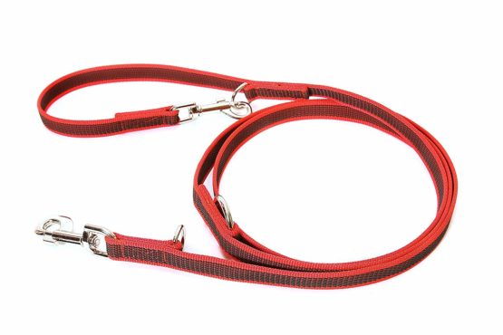 Julius-K9 216GM-R-DP Color & Gray Super-Grip Leash, Adjustable, 20 mm x 2.2 m, Red-Gray