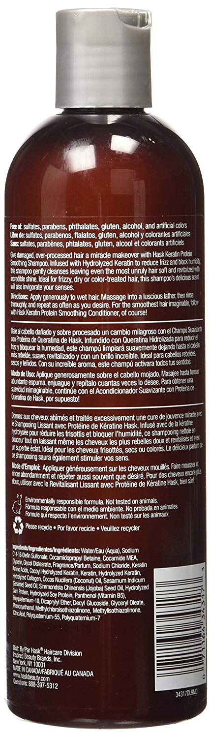 HASK Keratin Smoothing Shampoo for all hair types colour safe, gluten-free, sulfate-free, paraben-free - 1 355 ml Bottle - Image 2