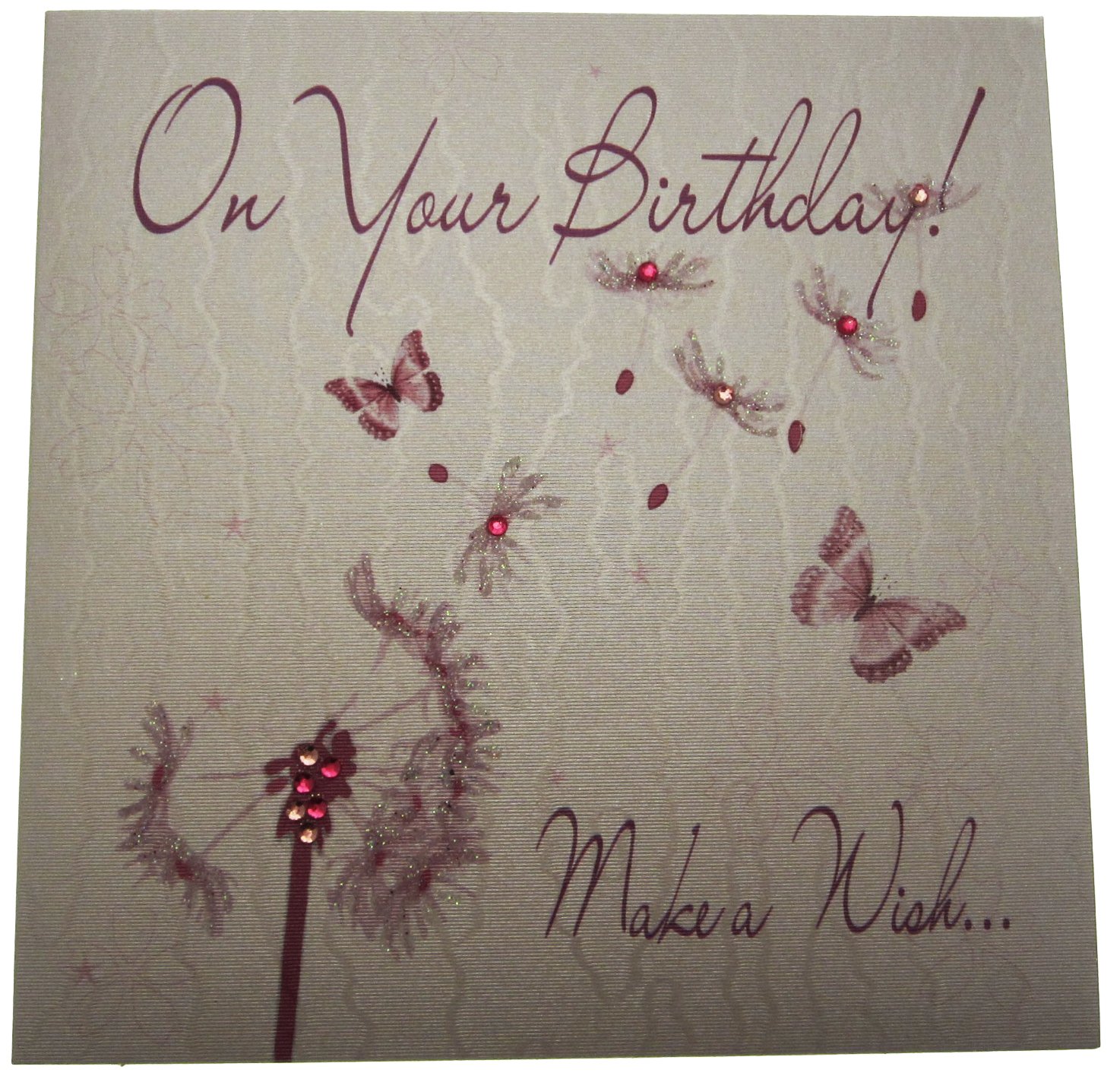 WHITE COTTON CARDS On Your Birthday Make a Wish Handmade Card, WB140,16cm x 16cm