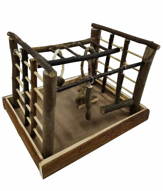 Dehner 4203733 Bird Accessory Toy Matchfield, Approx. 35 x 29 x 25 cm, wood/sisal, natural