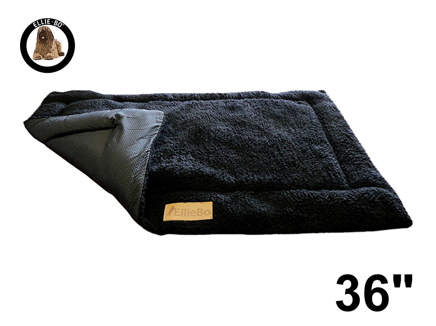 Ellie-Bo Large Black Sherpa Fleece Mat for 36-inch Dog Cage, 87 x 57 x 3 cm (L x W x H) - Image 2