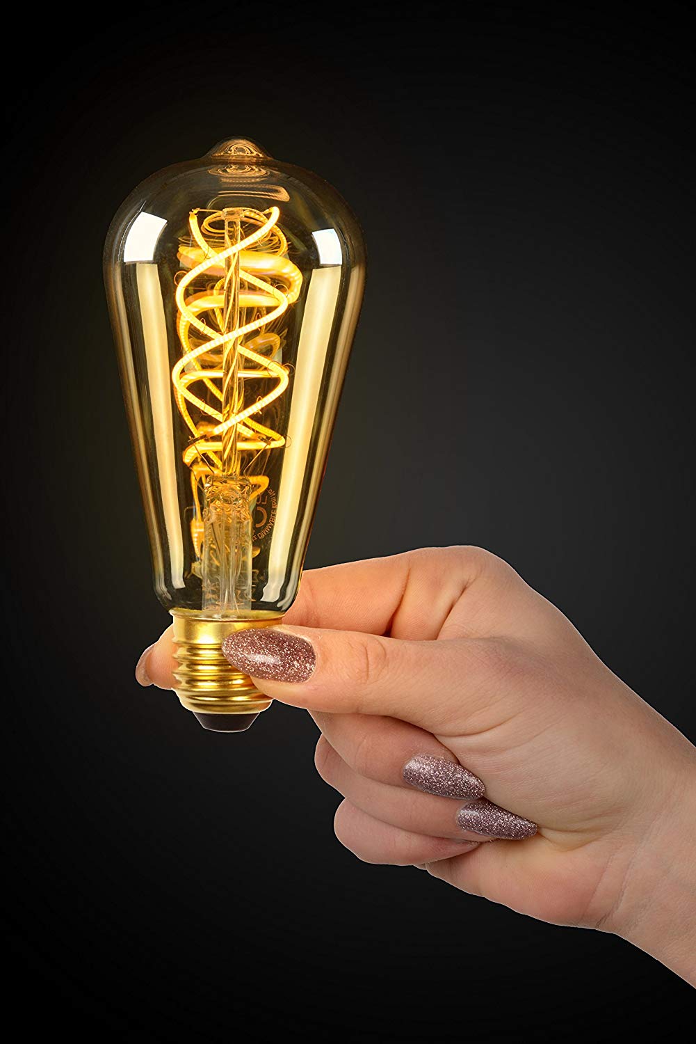 Lucide LED Bulb - Filament Bulb - diameter 6,4 cm - LED Dim. - 1x5W 2200K - Amber, 1 x 1 x 14.6 cm - Image 3