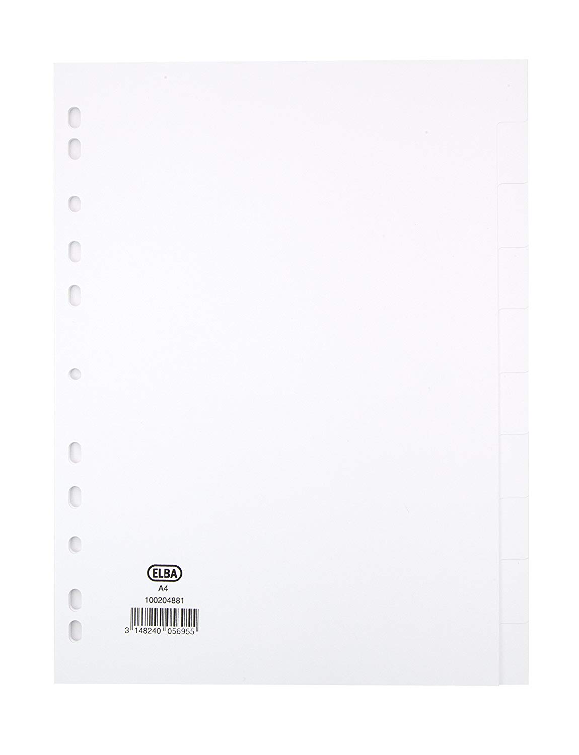 Elba A4 10-Part Card Divider - Manila White, Multi-Punched, 160gsm, 10 Part - Image 2
