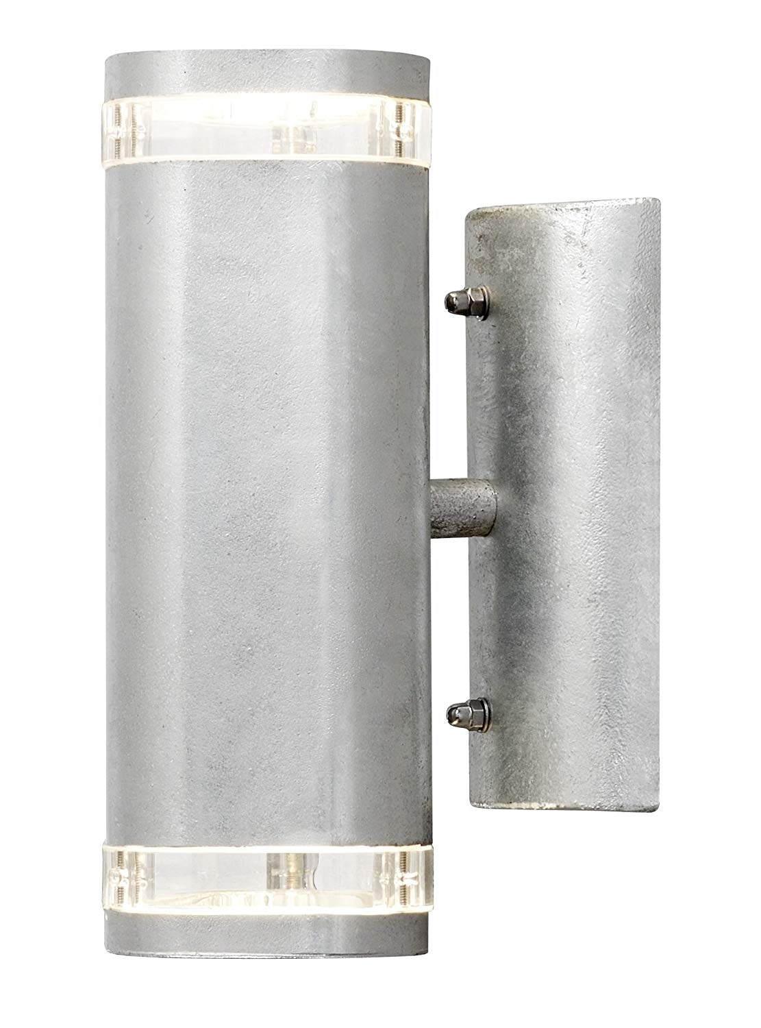Konstsmide Outdoor Lights/Modena Single Up Down Outdoor Wall Light / 2 x 35 W GU10 Max Wall Lamp/Clear Acrylic Lens/Aluminium / IP44 / RAW Galvanised Steel Outside Light 7512-320 Double