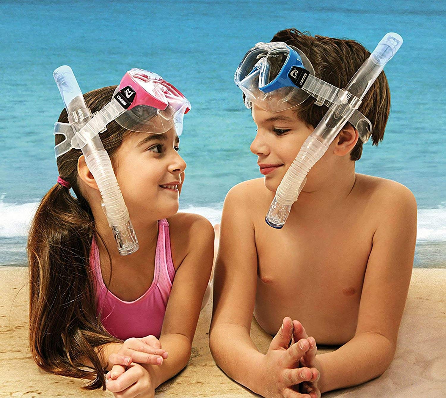 CRESSI Ondina Jr + Top Combo - Combo Set Diving Mask Ondina and Snorkel Top, Clear/Aquamarine, 7/13 years, Kid Unisex - Image 4