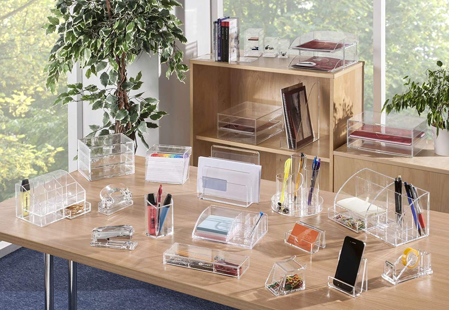 OSCO Landscape Clear Acrylic 3 Tier Paper Sorter, A4 Document Storage, Filing Drawers, Paperwork Organiser, Desk Tidy - Image 2
