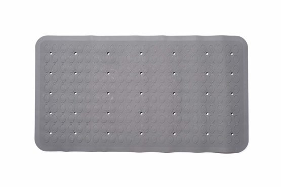 Croydex AG220531H Anti-Bacterial Raised Oval Rubber Bath Mat, Grey with Hygiene 'N' Clean