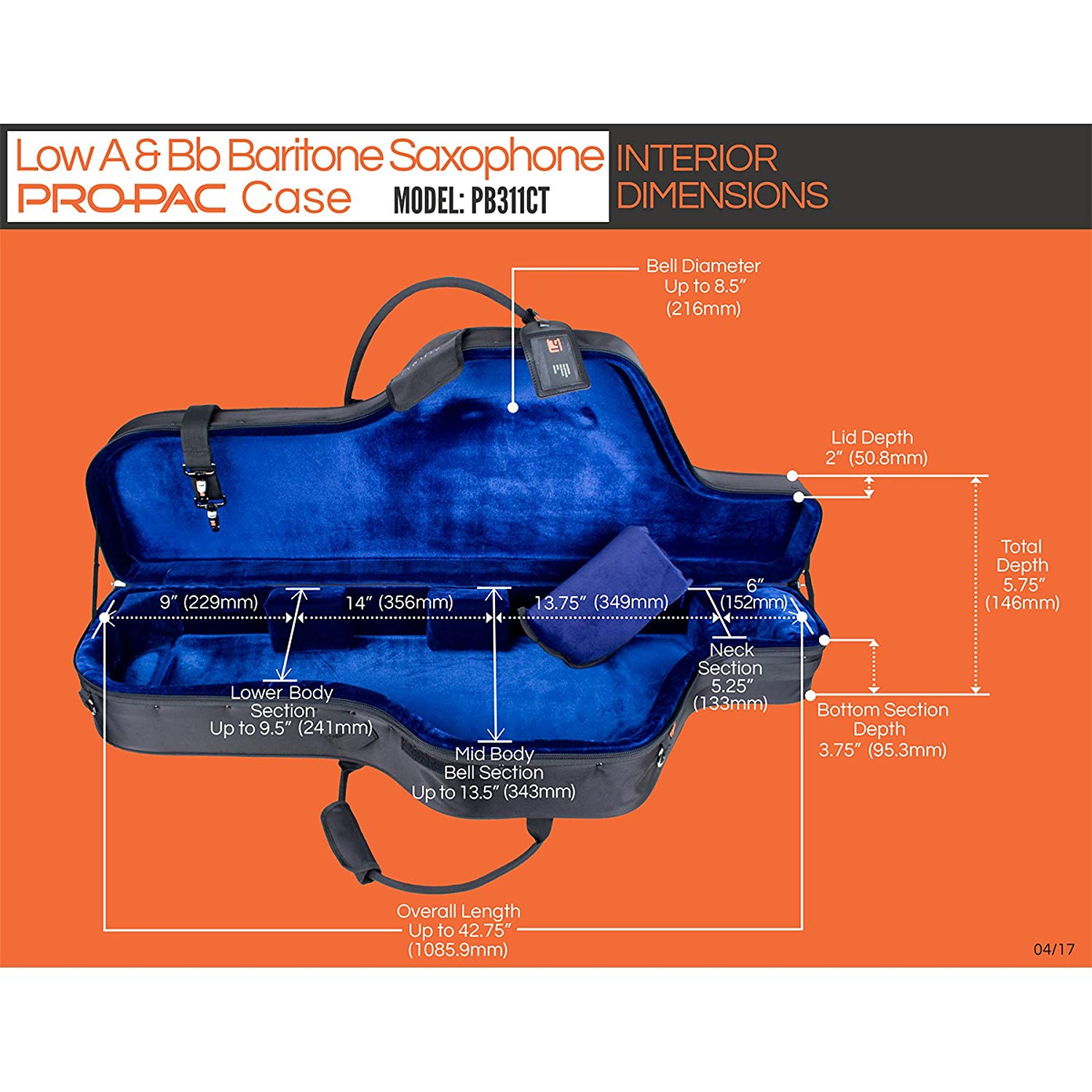 Protec PB311CT Contoured Baritone Saxophone Pro Pac Case Black BigaMart