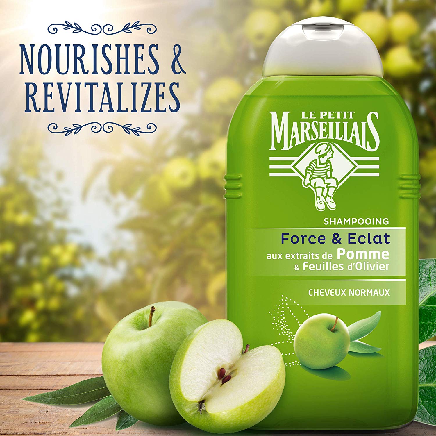 Le Petit Marseillais - Shampoo for Normal Hair - Apple and Olive Tree - 3x 250 ml Bottles, other, 250 ml (Pack of 3) - Image 2