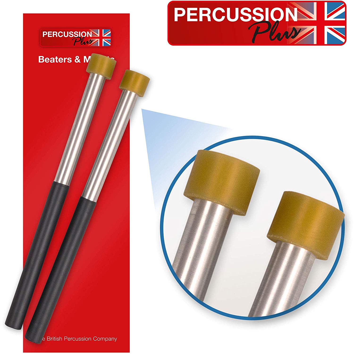 Panyard W4062 Classic Aluminium Double Second Steel Pan Mallet, black, silver