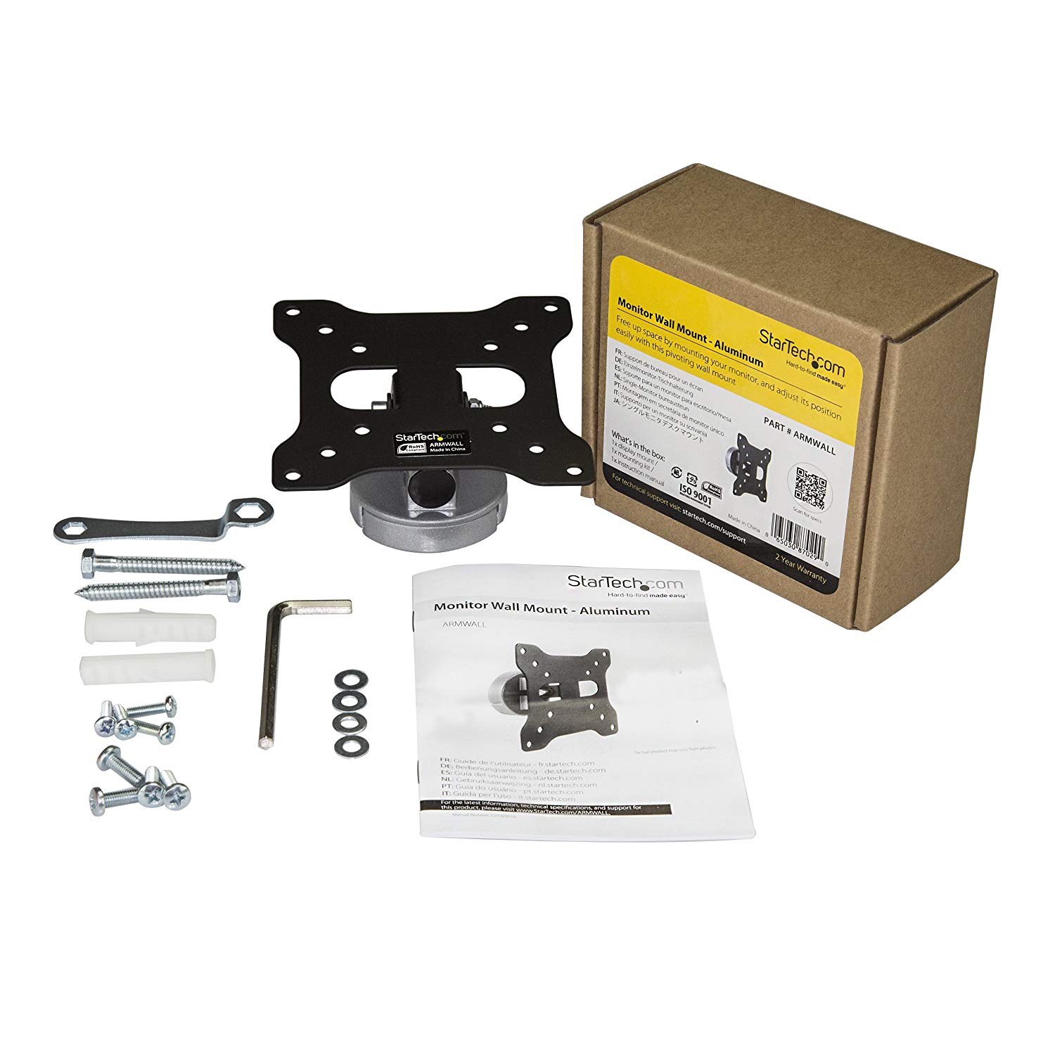 StarTech.com Monitor Wall Mount, Fixed, Supports Monitors 13” to 34”, VESA Monitor Wall Mount Bracket, Aluminum - Image 3