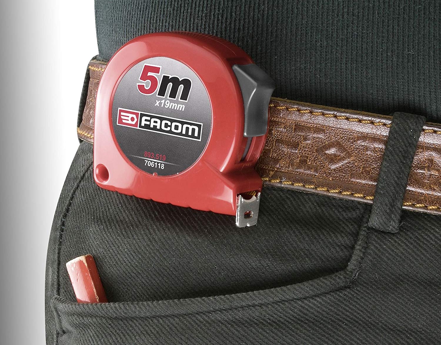 Facom SC. 893.519 Short Tape Measure 5 m x 19 mm, Red - Image 3