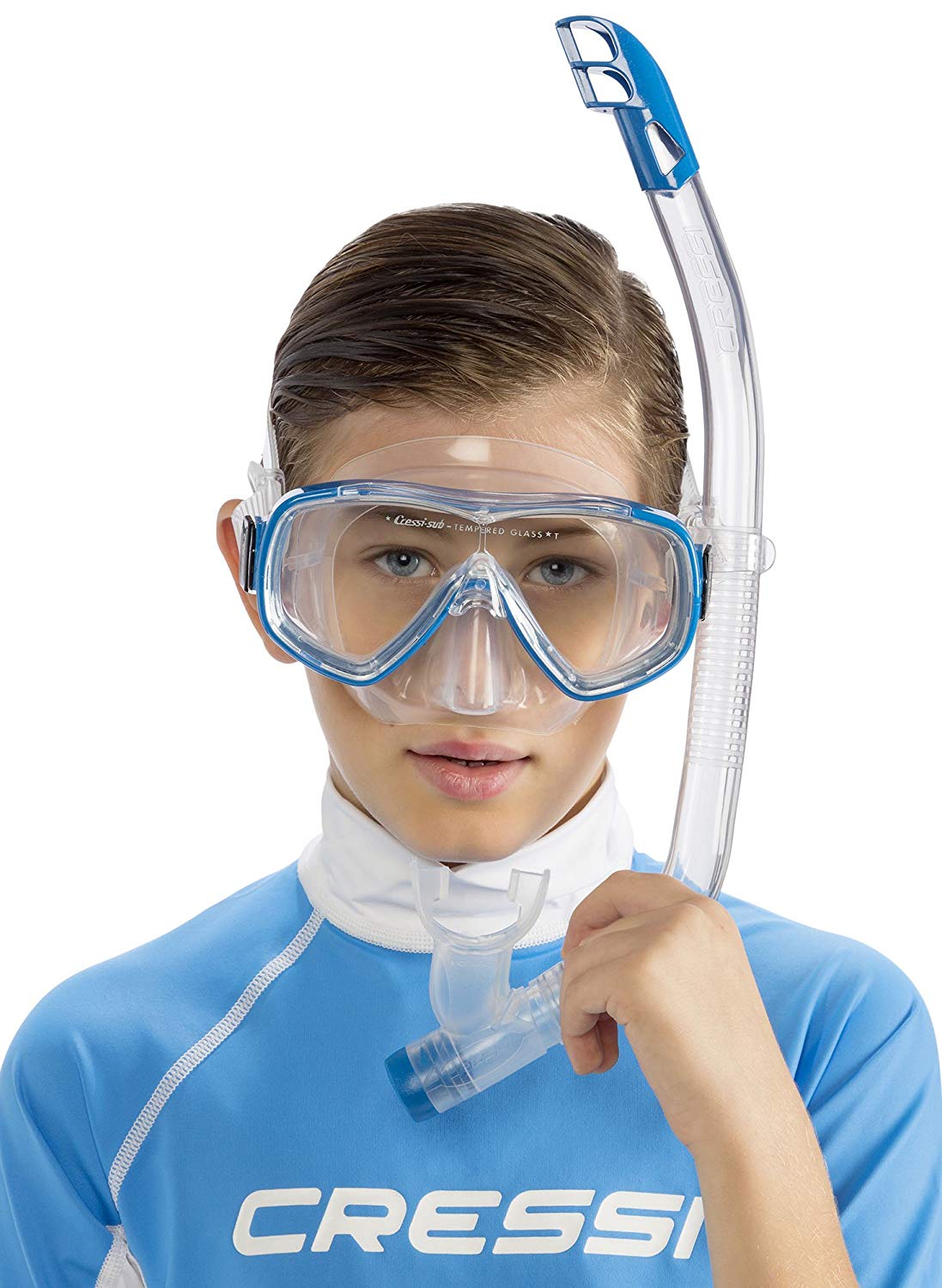 CRESSI Ondina Jr + Top Combo - Combo Set Diving Mask Ondina and Snorkel Top, Clear/Aquamarine, 7/13 years, Kid Unisex - Image 3