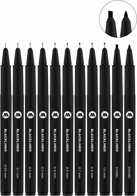 Molotow Blackliner Black Marker Brush - MO200486 Set 3 11er Set Black 200.485 - Image 4